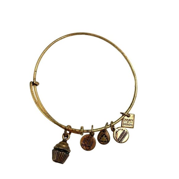 Alex and Ani Cupcake Charm Bracelet - Gold Finish Expands 2"- 3.5" - Picture 1 of 3